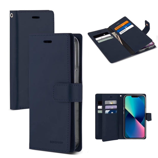 Mansoor Diary Case with Card Slot for iPhone 12 Mini 5.4' - Navy