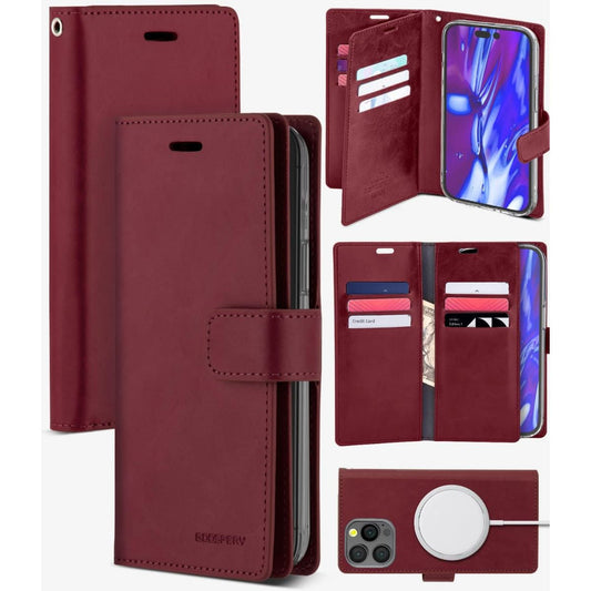 Mansoor Diary Case with Card Slot for iPhone 12 Pro Max 6.7' - Maroon