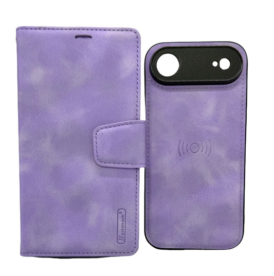 Hanman 2-in-1 Detachable Wallet Case for iPhone 17 Air - Purple