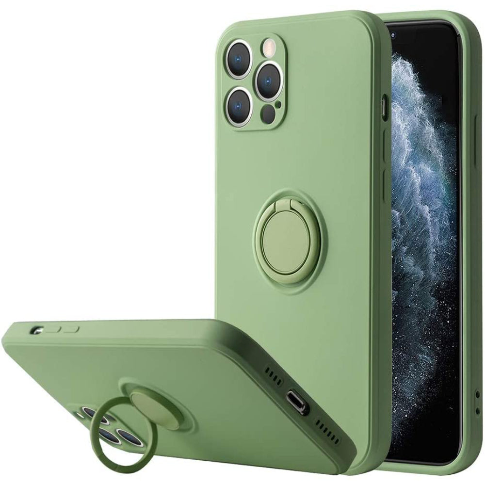 SHOCKPROOF SILICON CASE w/ RING STAND - IPHONE 12 PRO MAX 6.7' GREEN