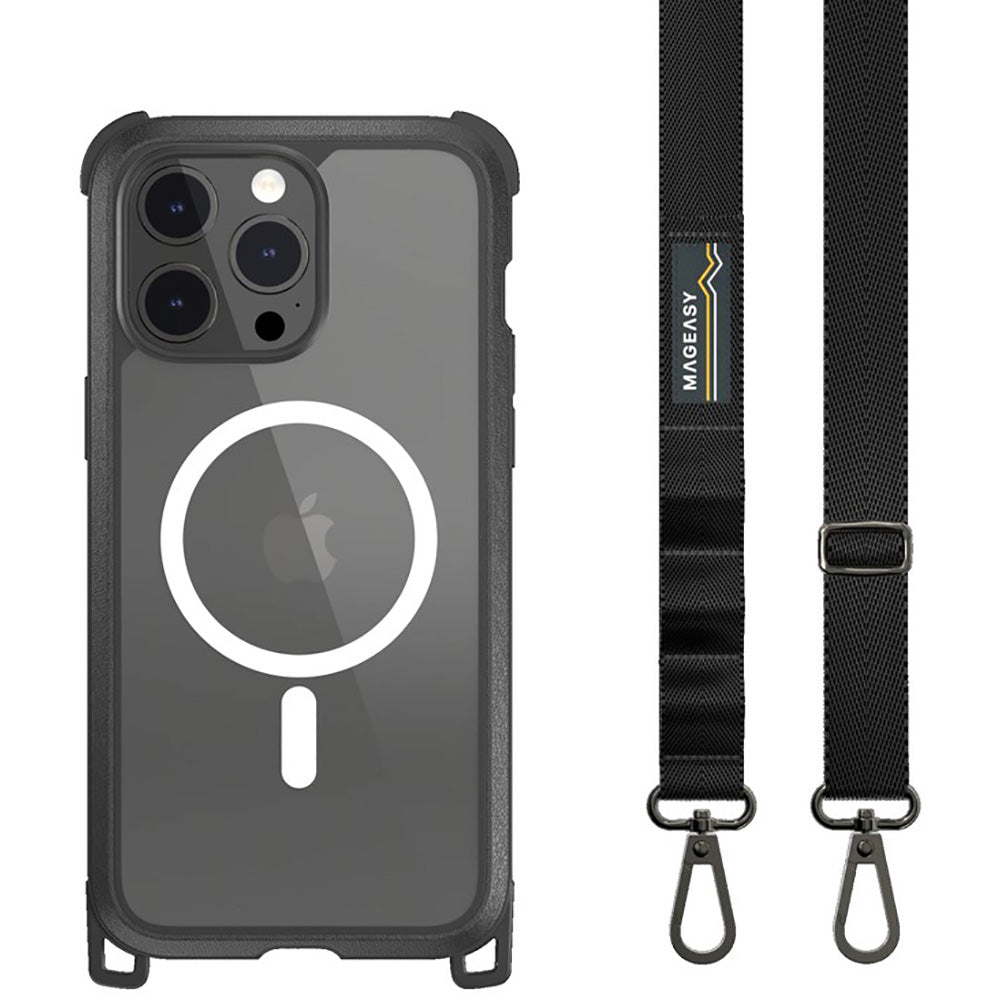 MagEasy - Odyssey M + Strap MagSafe Case - iPhone 15 Pro 6.1" - Black