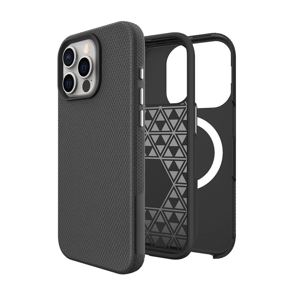 Rhinos Rugged Shockproof Case with Magnetic Ring for iPhone 16 Pro Max - Black